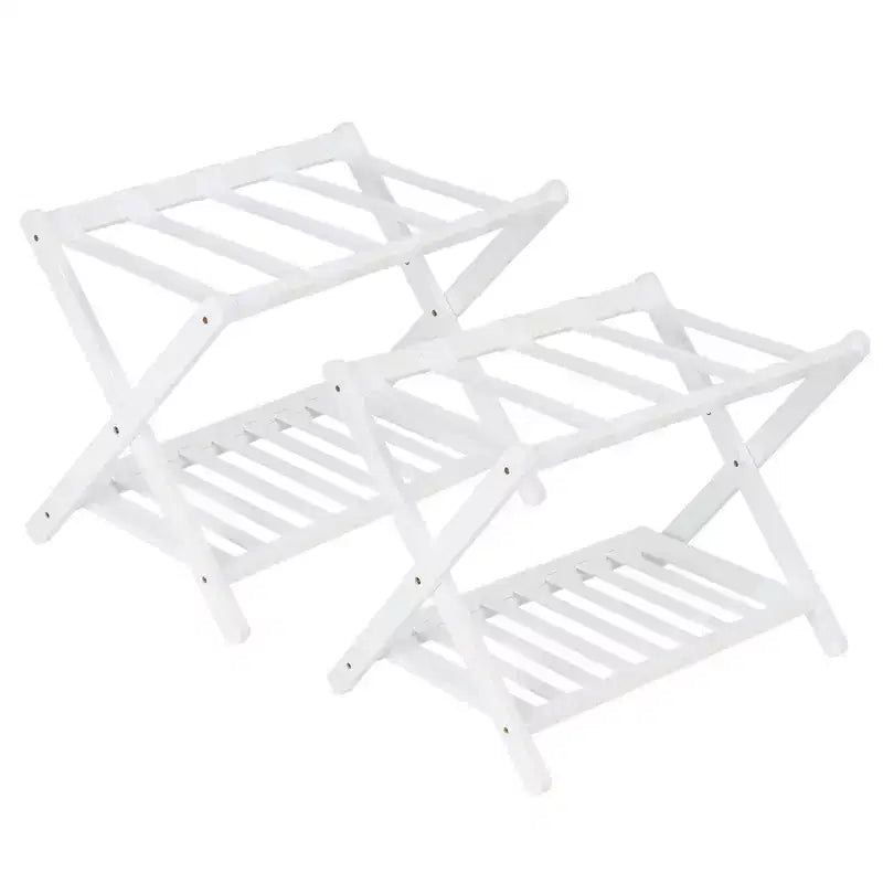 Porte-bagages pliant en bambou avec étagère de rangement 5 sangles en nylon durables Supporte 68 kg Support peu encombrant pour chambre à coucher, chambre d'amis, hôtel