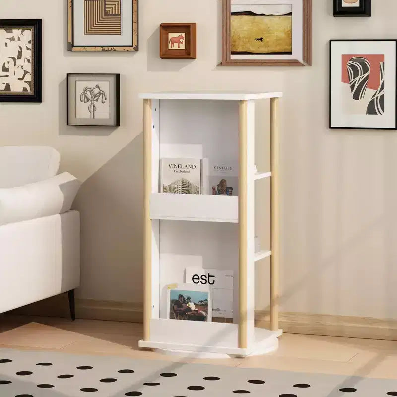 Bibliothèque rotative à 360° pour enfants avec tableau, étagère à livres rotative en bois à 3 niveaux et organiseur de jouets pour chambre de bébé et salle de jeux