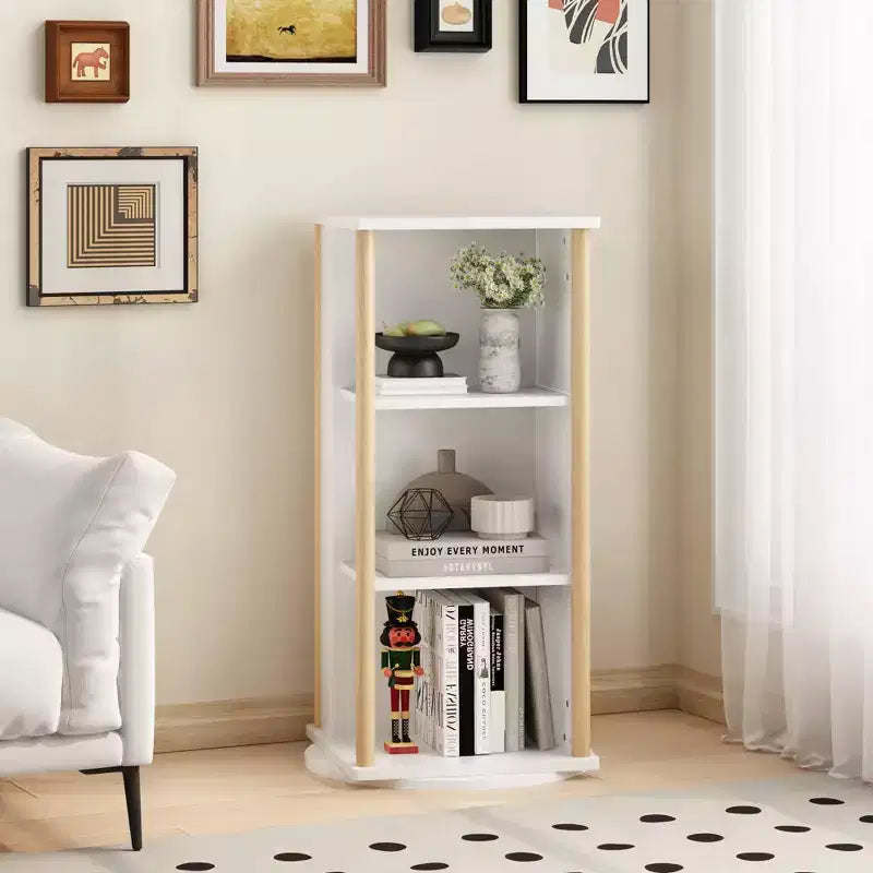 Bibliothèque rotative à 360° pour enfants avec tableau, étagère à livres rotative en bois à 3 niveaux et organiseur de jouets pour chambre de bébé et salle de jeux