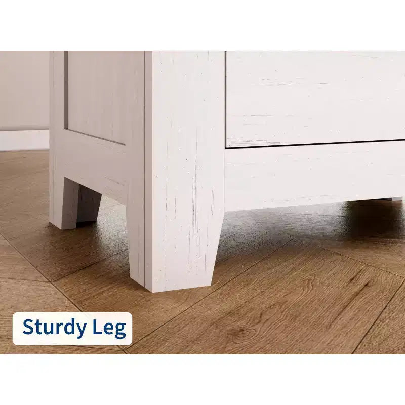 Table de chevet avec 2 tiroirs, table de chevet rustique avec plateau marron, blanc vieilli, supporte 77 kg
