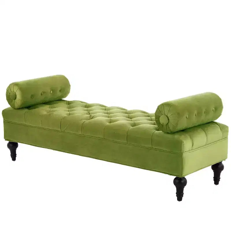 Banc de bout de lit, banc capitonné en velours, pouf de chambre à coucher, banc d'entrée de placard avec 2 oreillers détachables