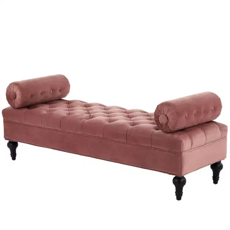 Banc de bout de lit, banc capitonné en velours, pouf de chambre à coucher, banc d'entrée de placard avec 2 oreillers détachables