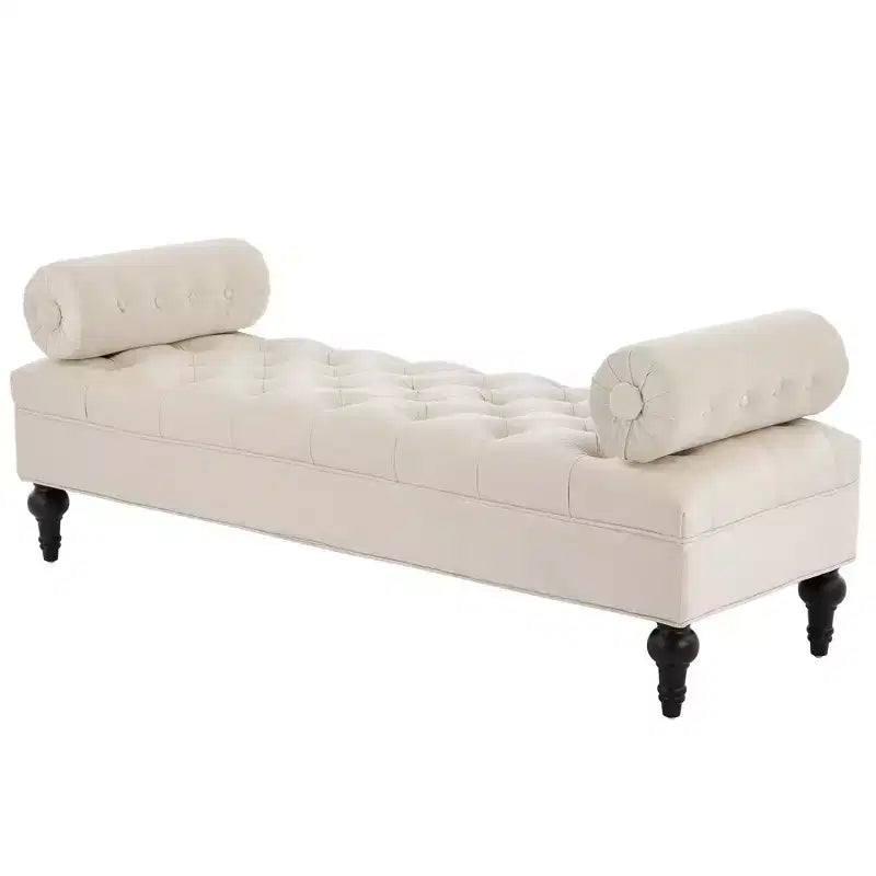 Banc de bout de lit, banc capitonné en velours, pouf de chambre à coucher, banc d'entrée de placard avec 2 oreillers détachables