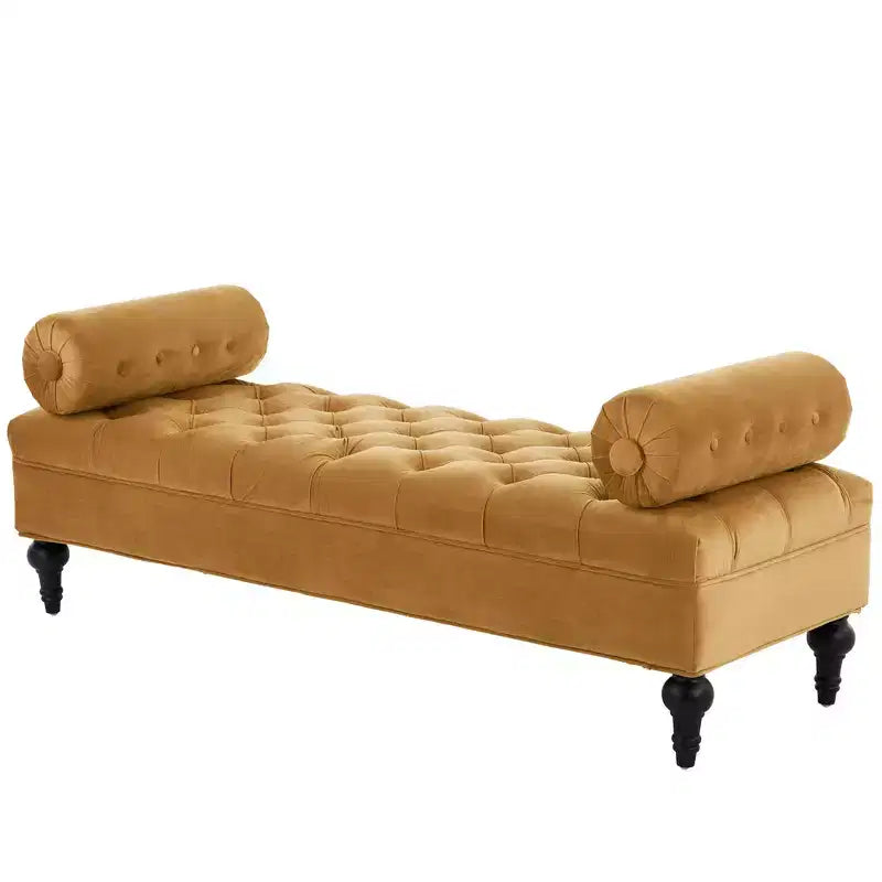 Banc de bout de lit, banc capitonné en velours, pouf de chambre à coucher, banc d'entrée de placard avec 2 oreillers détachables