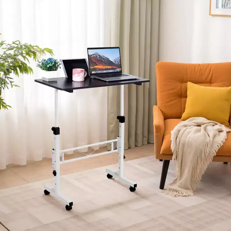 Bureau debout mobile - Hauteur réglable, table pour ordinateur portable à roulettes, poste de travail portable, bureau à domicile pour salle de formation (à placer au-dessus du lit)