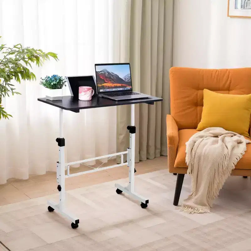 Bureau debout mobile - Hauteur réglable, table pour ordinateur portable à roulettes, poste de travail portable, bureau à domicile pour salle de formation (à placer au-dessus du lit)