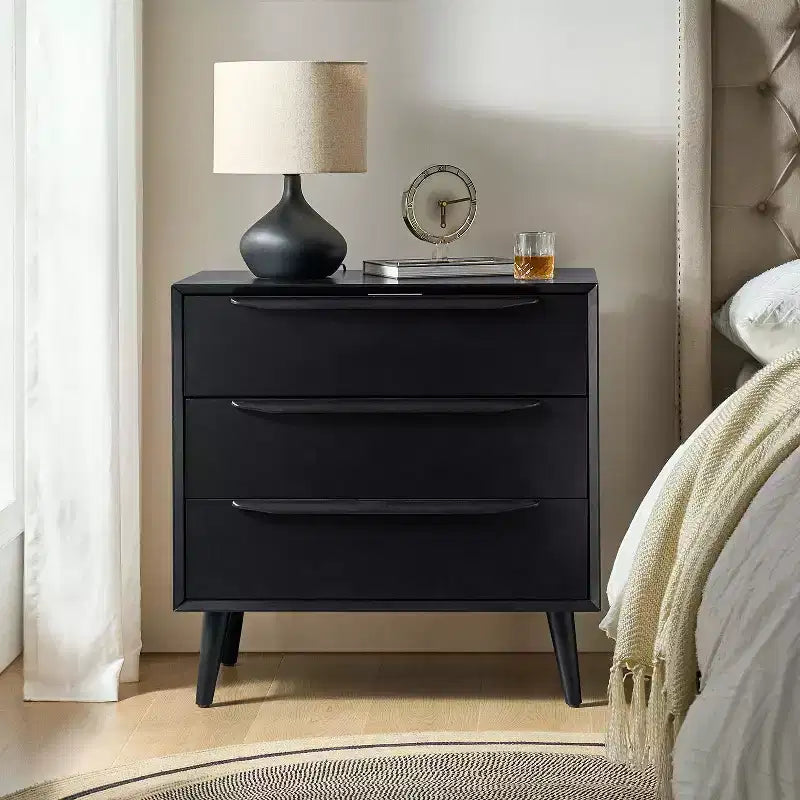 Commode d'appoint à 3 tiroirs, noire