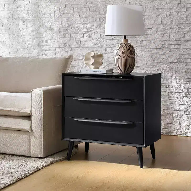 Commode d'appoint à 3 tiroirs, noire