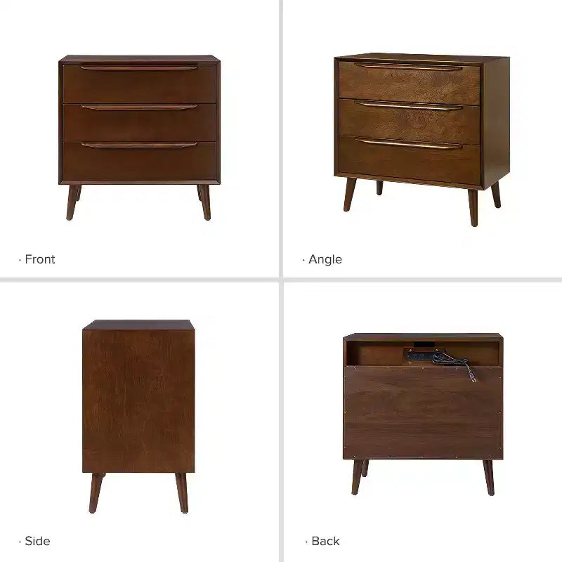 Commode d'appoint à 3 tiroirs, noire