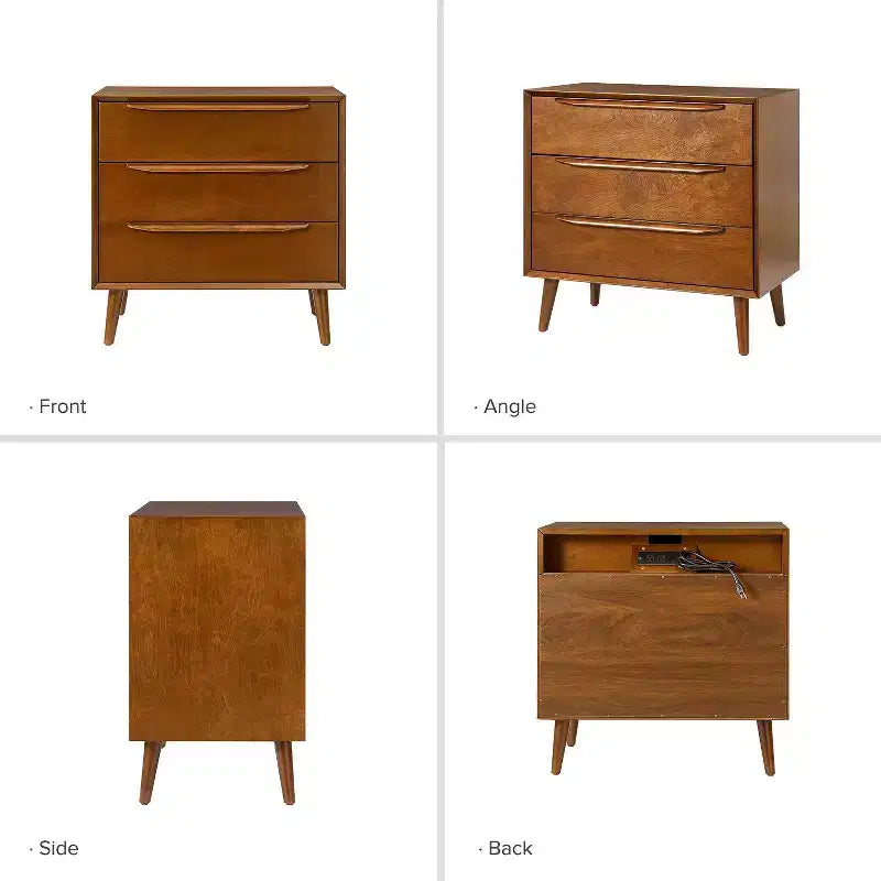 Commode d'appoint à 3 tiroirs, noire