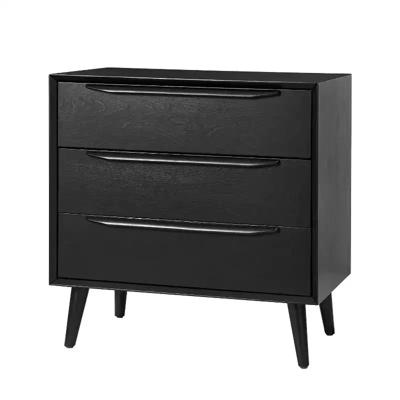 Commode d'appoint à 3 tiroirs, noire
