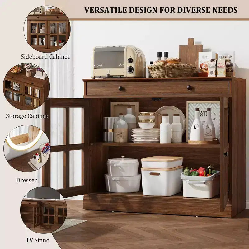 Meuble de Rangement de Cuisine, Buffet avec Rangement, Meuble Bar à Café Moderne, pour Salle à Manger, Cuisine