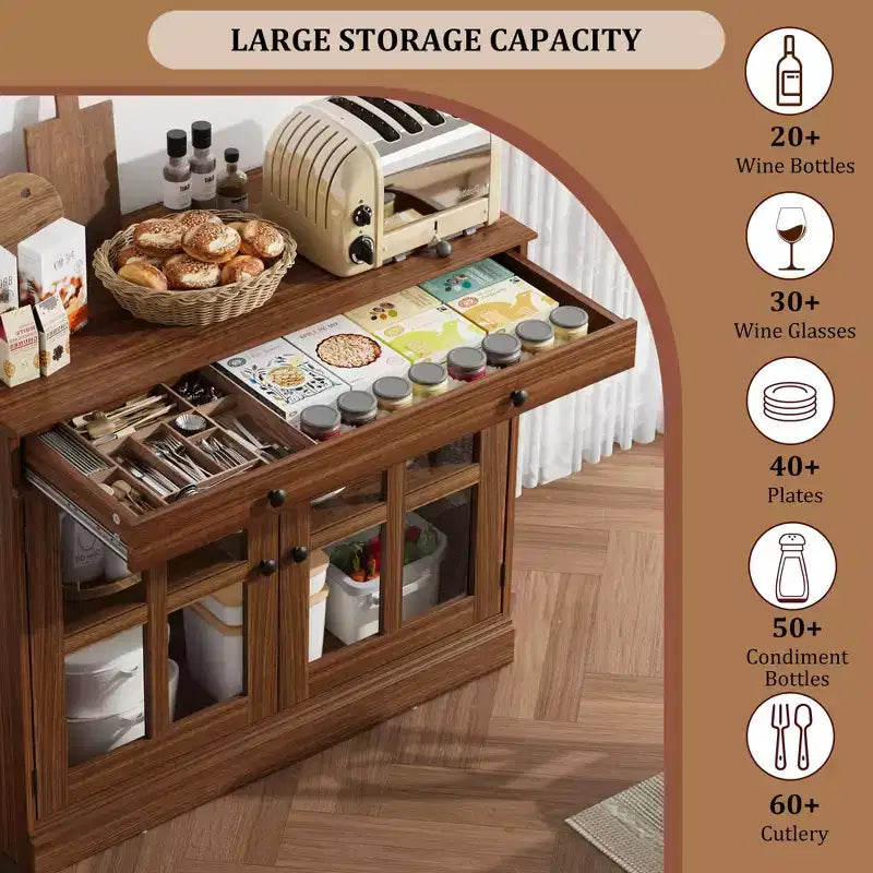 Meuble de Rangement de Cuisine, Buffet avec Rangement, Meuble Bar à Café Moderne, pour Salle à Manger, Cuisine