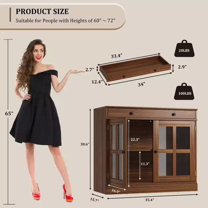 Meuble de Rangement de Cuisine, Buffet avec Rangement, Meuble Bar à Café Moderne, pour Salle à Manger, Cuisine