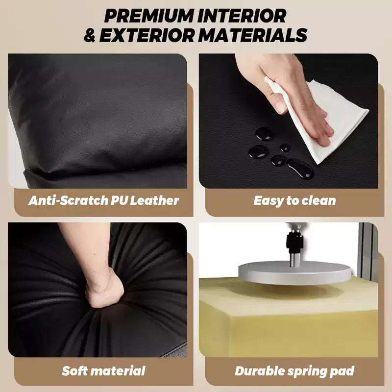 Fauteuil inclinable de massage avec chauffage, fauteuil de relaxation en cuir PU avec points de massage par vibration, canapé individuel moderne pour salon, chambre, noir