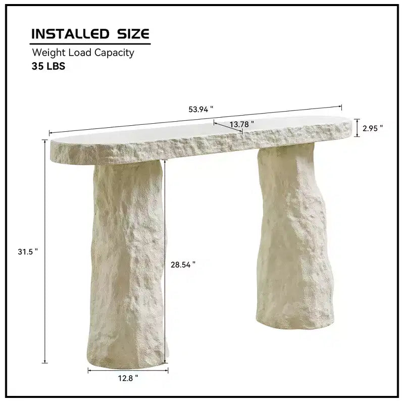 53.94 Table console en fibre de verre moderne avec pieds irréguliers