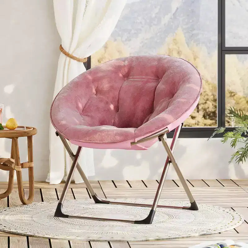 Fauteuil soucoupe en fausse fourrure, chaise lune pliable surdimensionnée en peluche pour adultes et adolescents, siège d'appoint confortable pour chambre ou dortoir