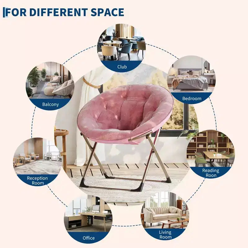Fauteuil soucoupe en fausse fourrure, chaise lune pliable surdimensionnée en peluche pour adultes et adolescents, siège d'appoint confortable pour chambre ou dortoir