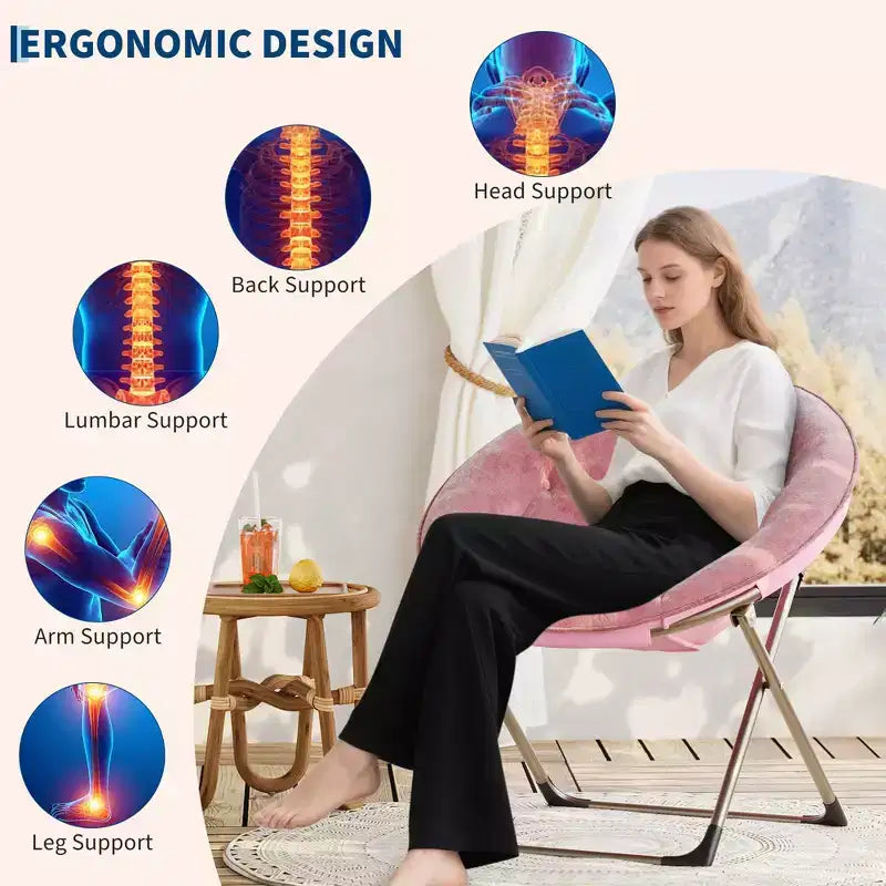 Fauteuil soucoupe en fausse fourrure, chaise lune pliable surdimensionnée en peluche pour adultes et adolescents, siège d'appoint confortable pour chambre ou dortoir