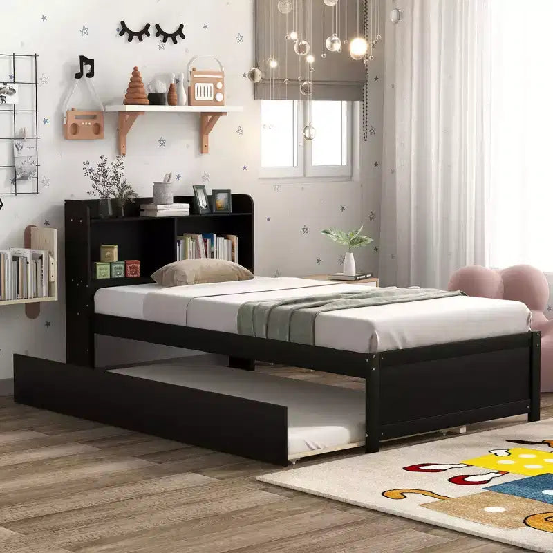 Cadre de lit simple Rangement sous le lit Pas besoin de sommier Design silencieux