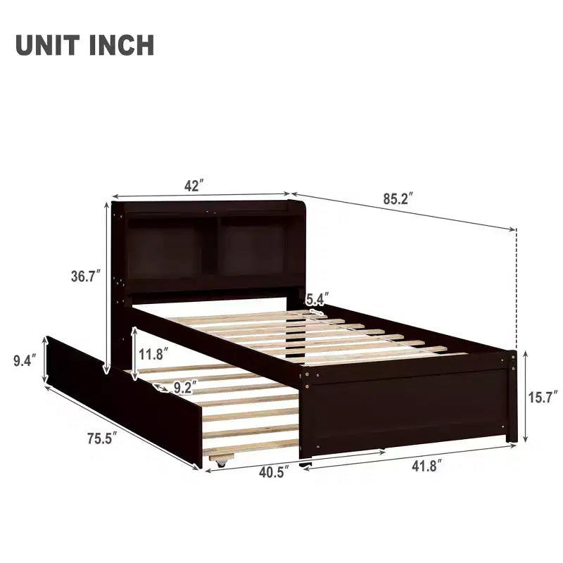 Cadre de lit simple Rangement sous le lit Pas besoin de sommier Design silencieux