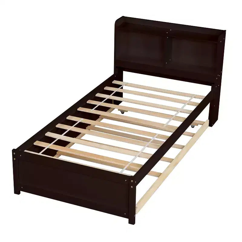 Cadre de lit simple Rangement sous le lit Pas besoin de sommier Design silencieux