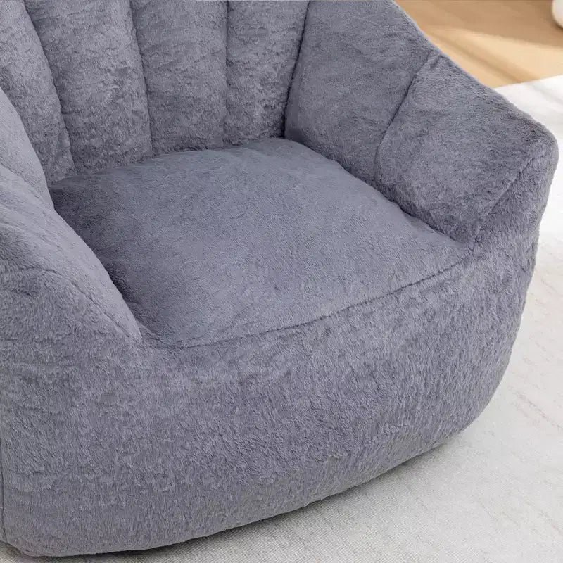 Pouf poire moderne en fausse fourrure avec accoudoirs