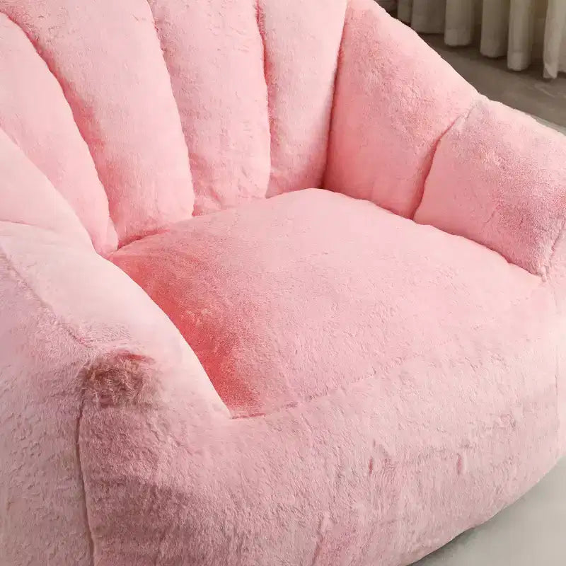 Pouf poire moderne en fausse fourrure avec accoudoirs