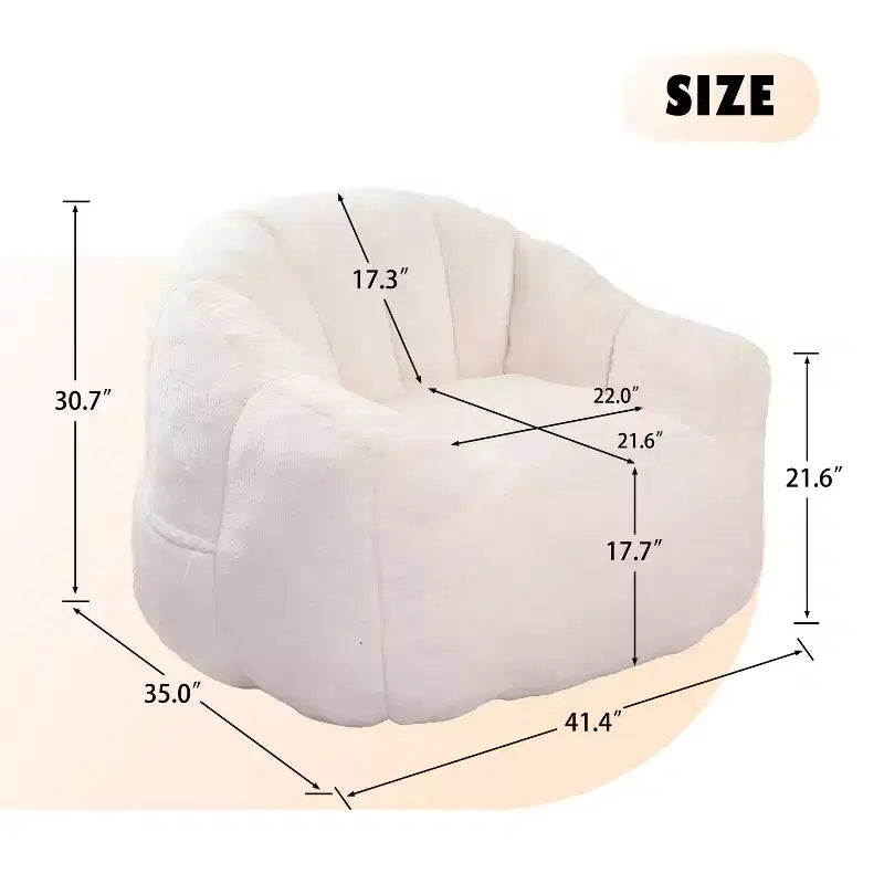 Pouf poire moderne en fausse fourrure avec accoudoirs