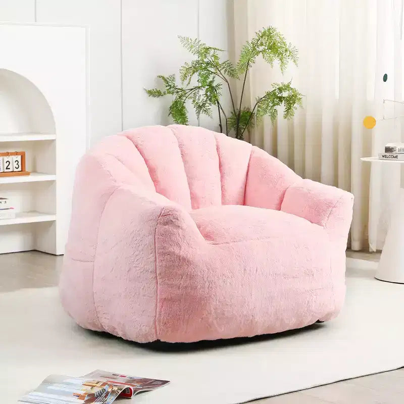 Pouf poire moderne en fausse fourrure avec accoudoirs