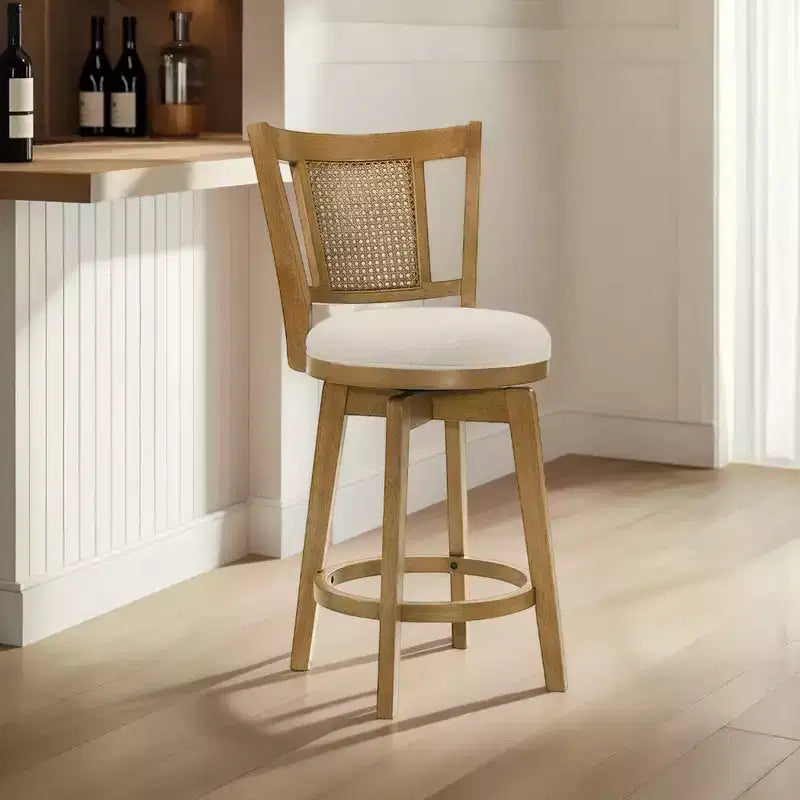 Tabouret de bar rembourré réglable en hauteur avec assise pivotante et repose-pieds