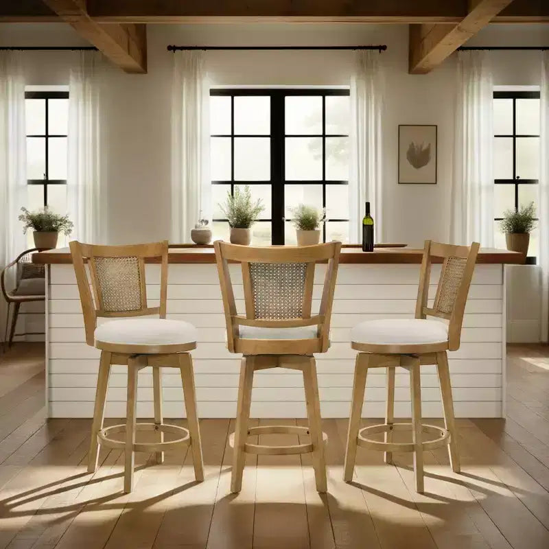 Tabouret de bar rembourré réglable en hauteur avec assise pivotante et repose-pieds