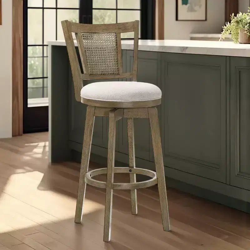 Tabouret de bar rembourré réglable en hauteur avec assise pivotante et repose-pieds