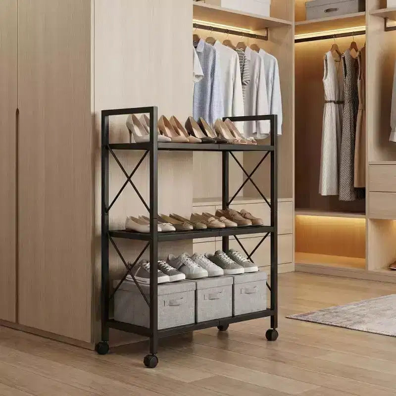Étagère de rangement en métal à 3 niveaux avec roulettes, meuble de rangement mobile en maille métallique de 60 cm pour cuisine, salle de bain, entrée, noir