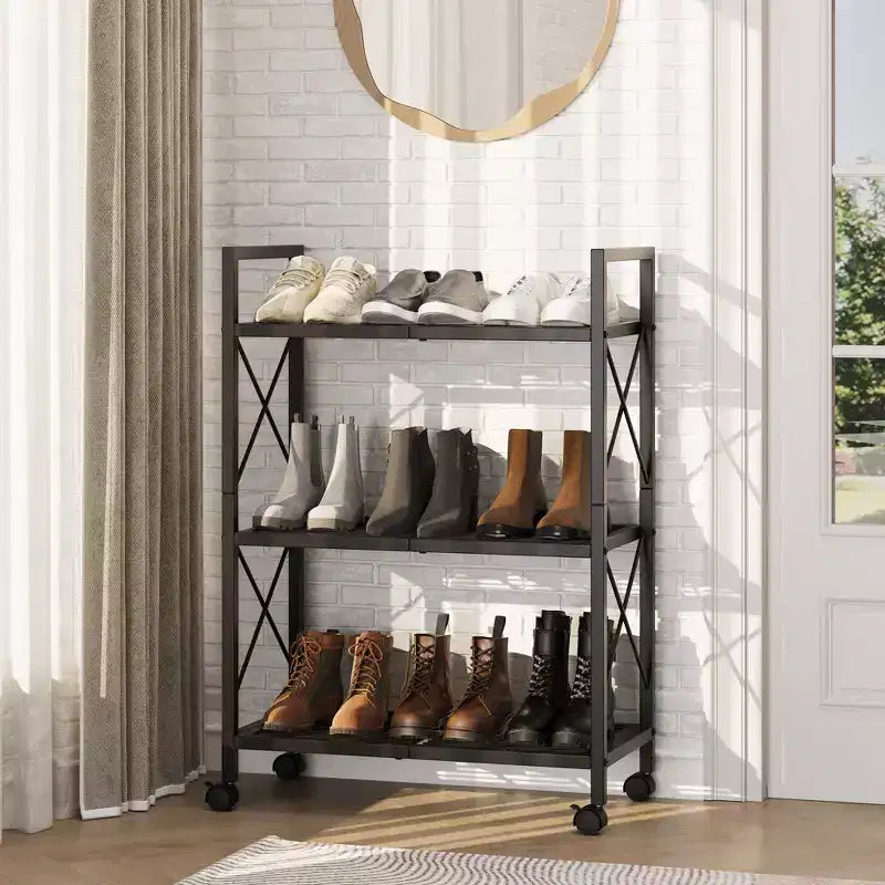Étagère de rangement en métal à 3 niveaux avec roulettes, meuble de rangement mobile en maille métallique de 60 cm pour cuisine, salle de bain, entrée, noir