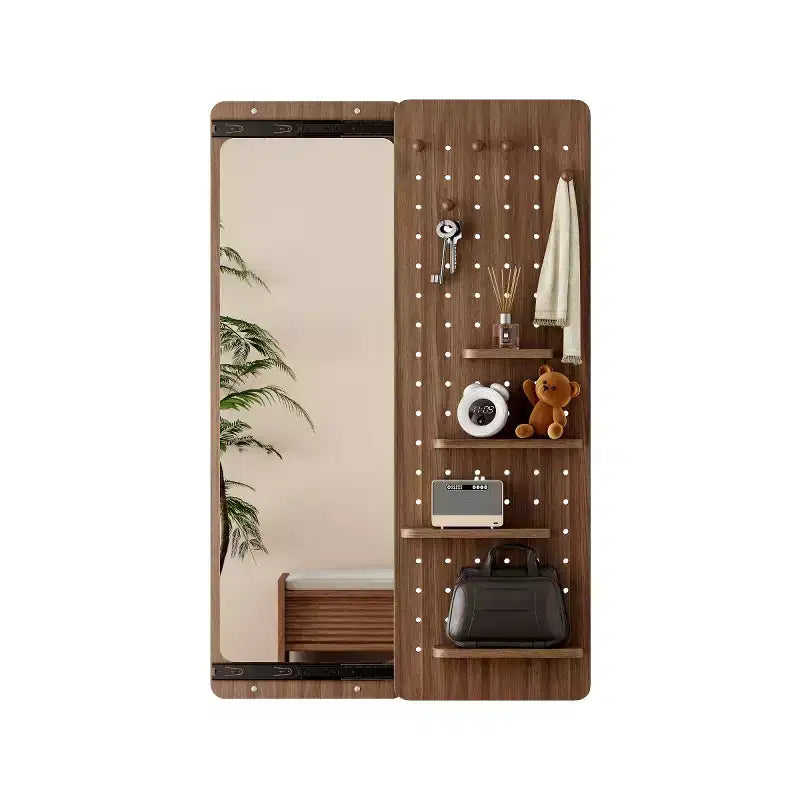 Miroir mural moderne pleine longueur avec étagère et crochets, miroir corporel multifonctionnel pour chambre, salon ou entrée