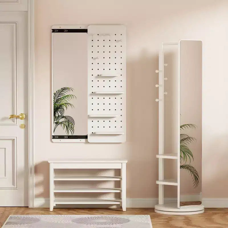 Miroir mural moderne pleine longueur avec étagère et crochets, miroir corporel multifonctionnel pour chambre, salon ou entrée