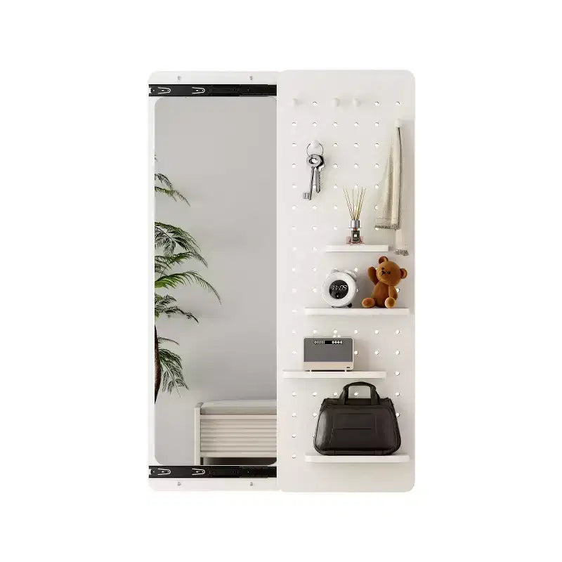 Miroir mural moderne pleine longueur avec étagère et crochets, miroir corporel multifonctionnel pour chambre, salon ou entrée