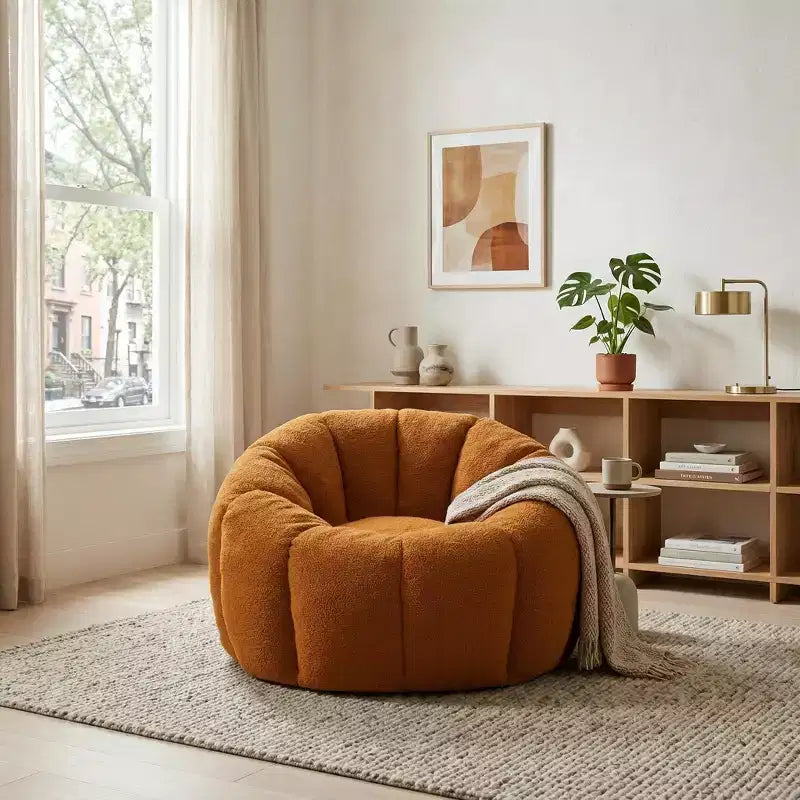 Fauteuil Teddy en tissu, fauteuil d'appoint moelleux avec assise profonde, canapé paresseux confortable et rembourré pour salon, chambre à coucher, coin lecture