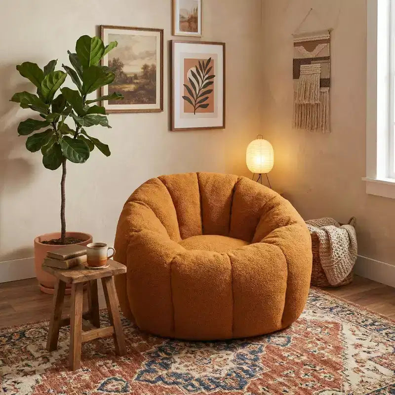 Fauteuil Teddy en tissu, fauteuil d'appoint moelleux avec assise profonde, canapé paresseux confortable et rembourré pour salon, chambre à coucher, coin lecture