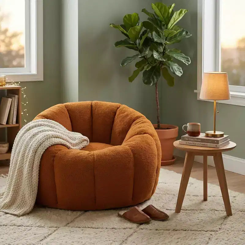 Fauteuil Teddy en tissu, fauteuil d'appoint moelleux avec assise profonde, canapé paresseux confortable et rembourré pour salon, chambre à coucher, coin lecture