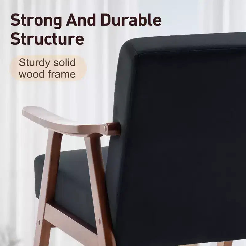 Fauteuil d'appoint en velours Mid-Century Modern avec cadre en bois massif, fauteuil lounge à oreilles pour salon