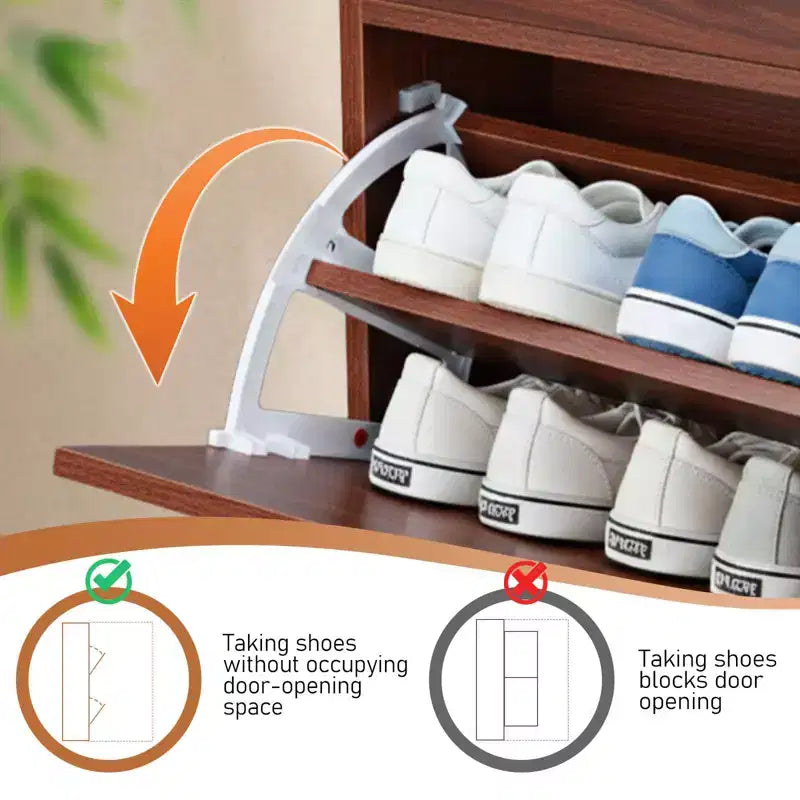 Meuble à chaussures 1 tiroir, 2 tiroirs basculants en panneaux de particules avec panneau en rotin - 54 cm l