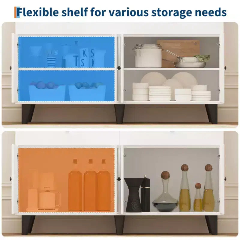 Meuble de rangement de 130 cm avec étagères réglables, buffet de bar à café en bois avec tiroirs, armoire de garde-manger autoportante pour cuisine ou salle à manger
