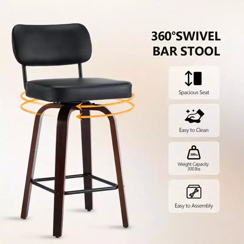 Tabourets de bar à hauteur de comptoir pivotants à 360°, ensemble de 2