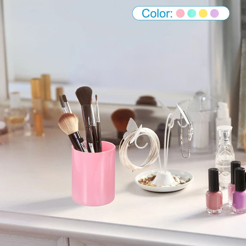 2x porte-crayons, porte-pinceaux de maquillage rond en plastique, organisateur de bureau