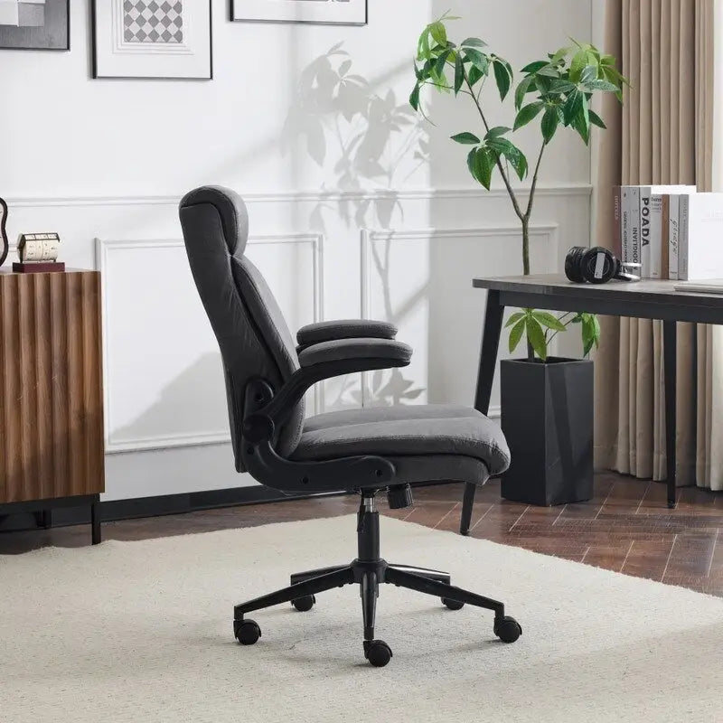 Chaise de bureau pivotante à dossier mi-hauteur 28W avec accoudoirs réglables - N/A