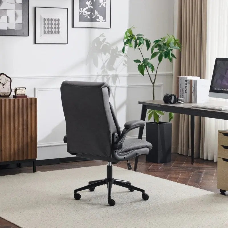 Chaise de bureau pivotante à dossier mi-hauteur 28W avec accoudoirs réglables - N/A