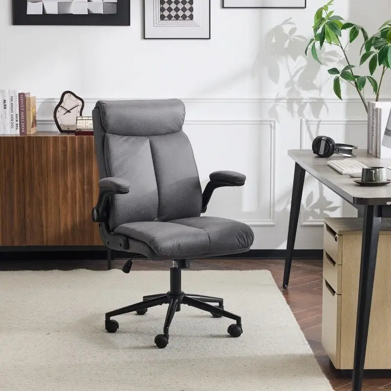 Chaise de bureau pivotante à dossier mi-hauteur 28W avec accoudoirs réglables - N/A