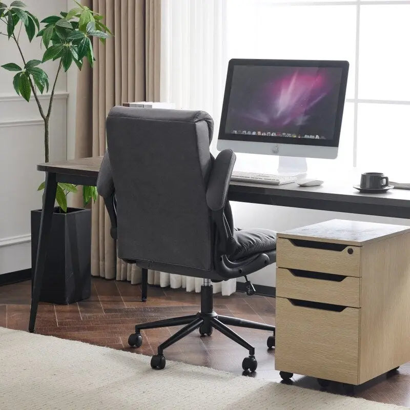 Chaise de bureau pivotante à dossier mi-hauteur 28W avec accoudoirs réglables - N/A